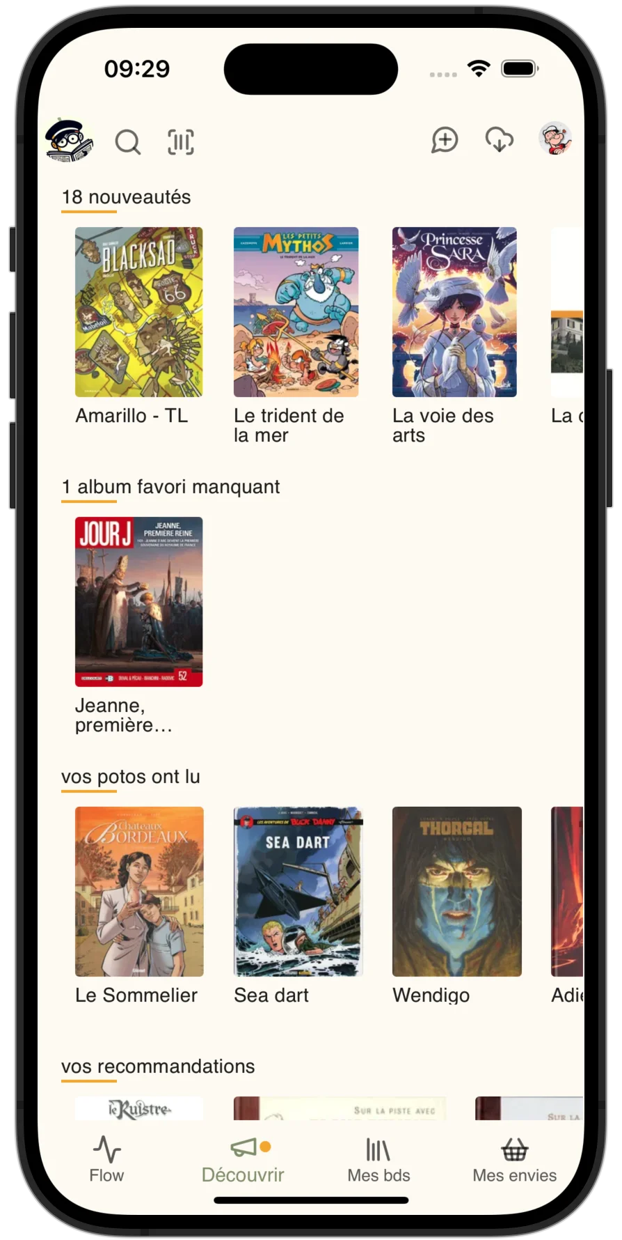 Capture d'écran de la fonctionnalité Découvrez