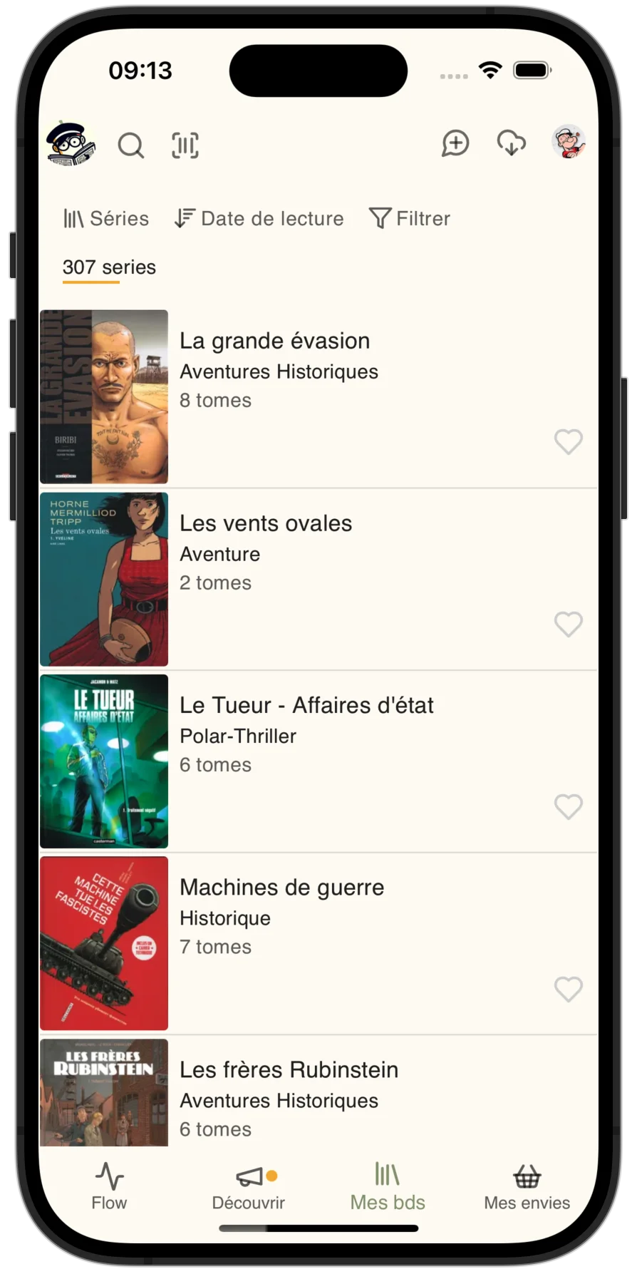 Capture d'écran de la fonctionnalité Organisez